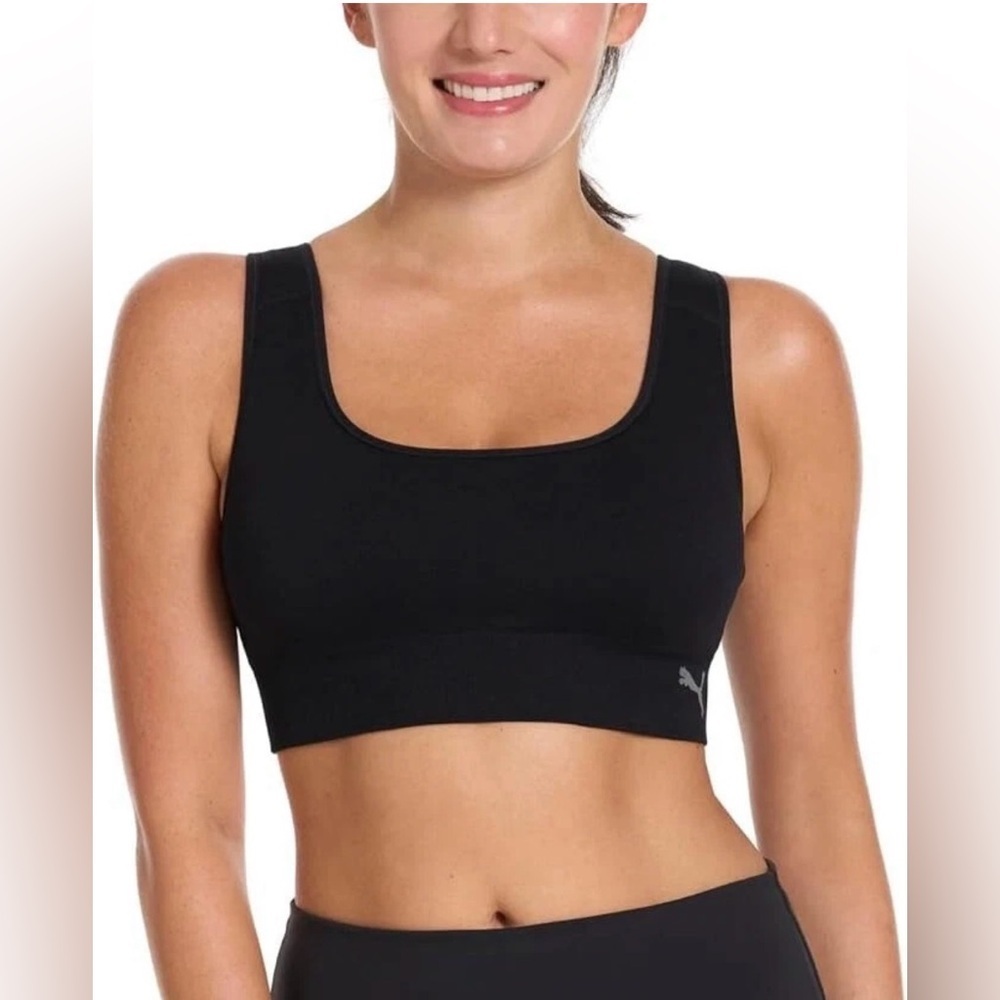 Puma Women's Seamless Square Neck Sports Bra - Gray Heather and Black (2 Pack) - Picture 5 of 7